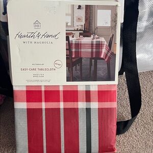 Hearth & Hand Red Plaid Easy-Care Tablecloth